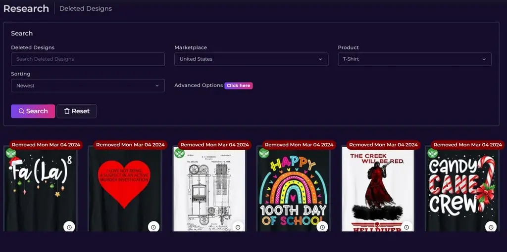 مراجعة أقوى أداة لإيجاد نيتشات الطباعة عند الطلب Merch Dominator | دورة ميرش باي امزون 2024 Deleted Designs merchdominator