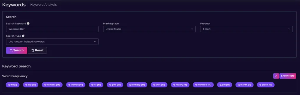 مراجعة أقوى أداة لإيجاد نيتشات الطباعة عند الطلب Merch Dominator | دورة ميرش باي امزون 2024 Keyword Analysis merchdominator